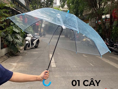 Dù trong suốt thời trang cán dài nhựa dẻo [3 màu] R93cm PHUKIEN-01